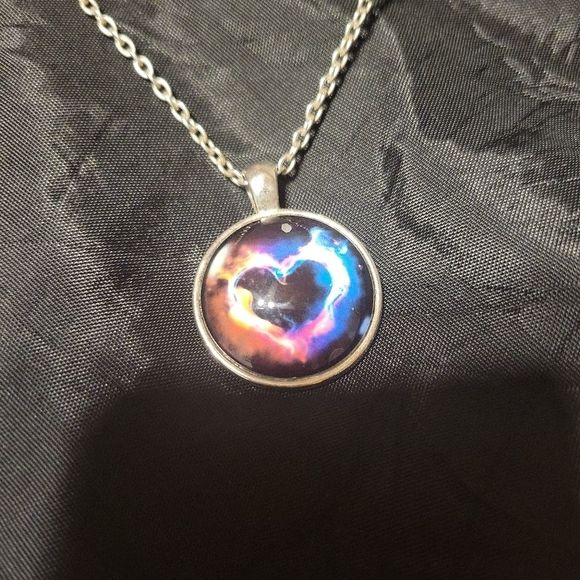 Eternal Flame Fiery Heart Cabochan Necklace - Picture 6 of 11